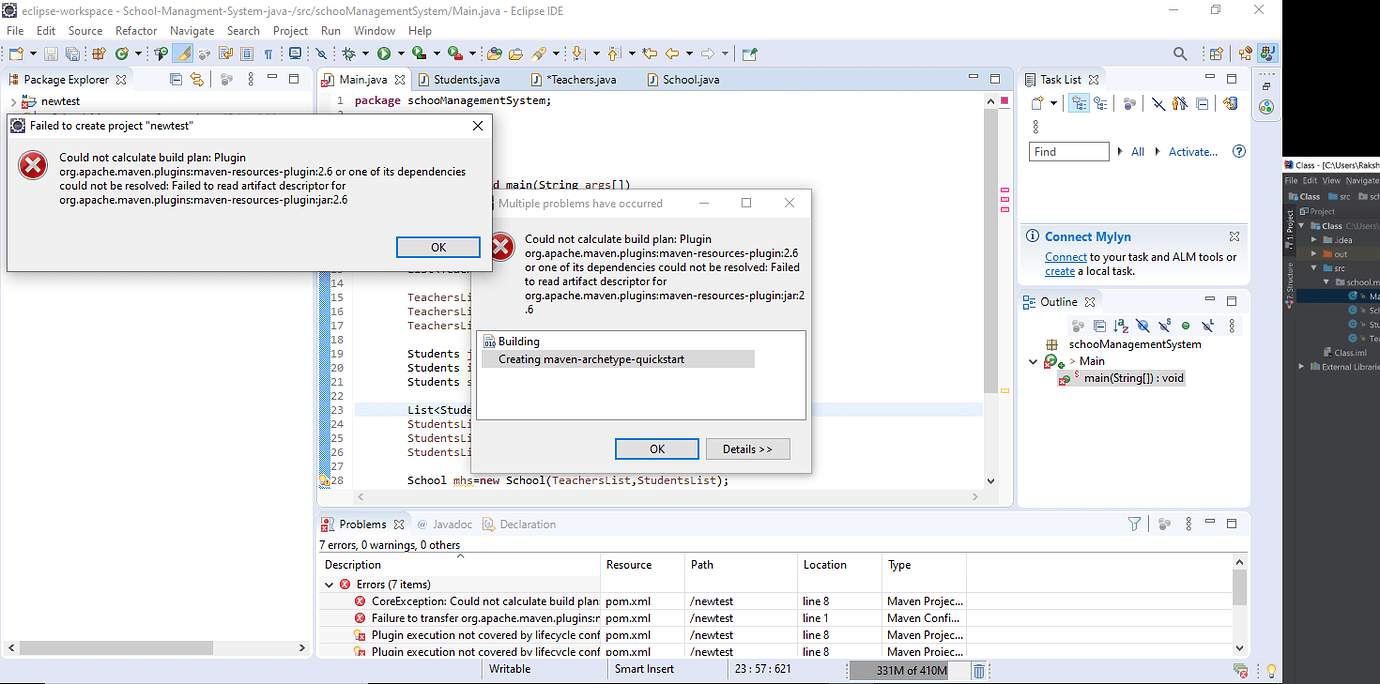 Maven Throws An Error Whenever I Create A New Project In Eclipse