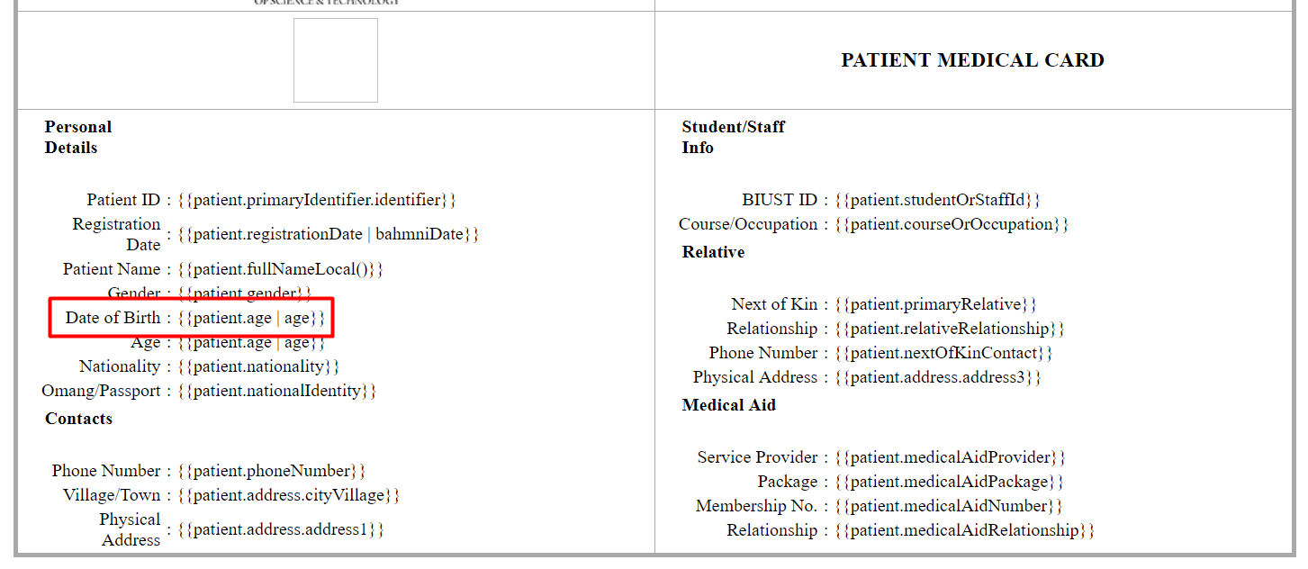 Showing Date Of Birth On Patient Card Bahmni Openmrs Talk