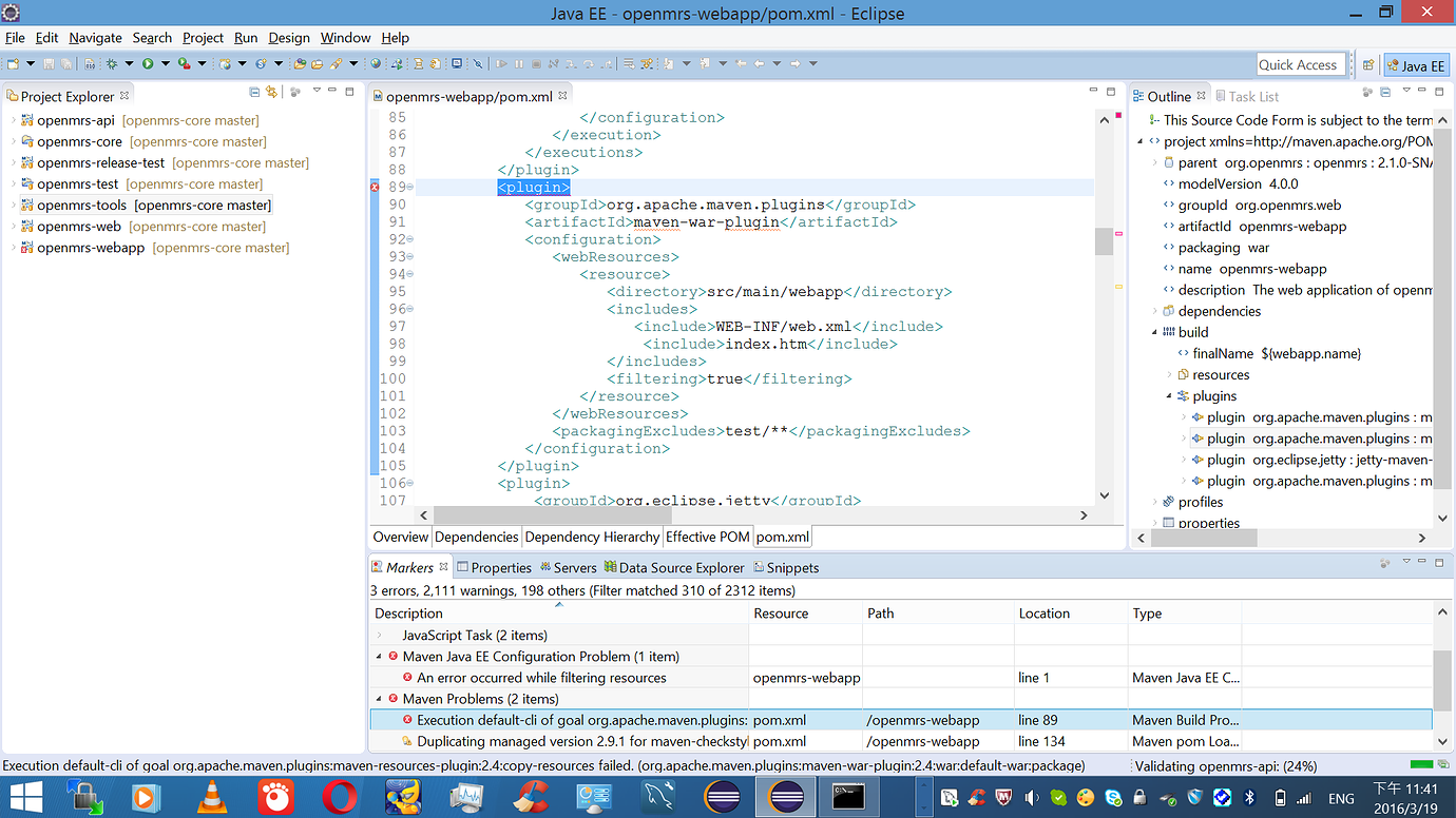 Build Errors In Pom.xml On The Tag In Eclipse - Development - OpenMRS Talk