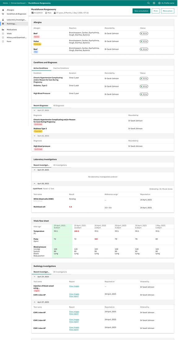 Figure 1: Patient dashboard