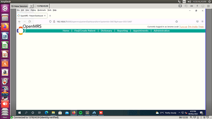 Blank patient dashboard