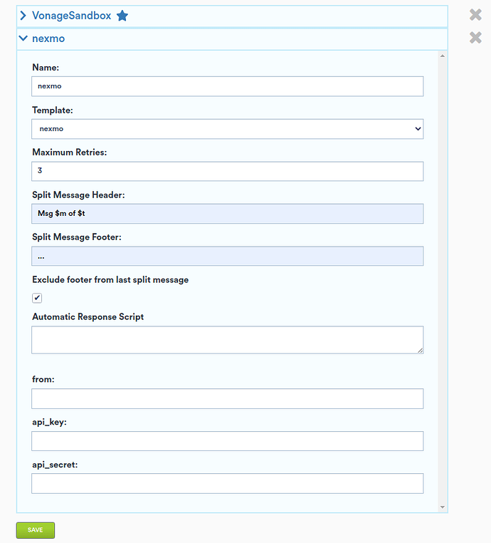 add provider configuration form