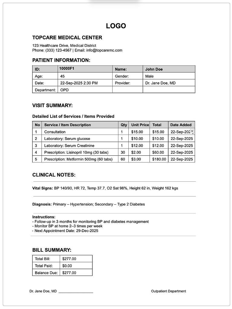 Epic Avs Example Patient Visit Summary / Printable Visit Documentation - Seeking ...
