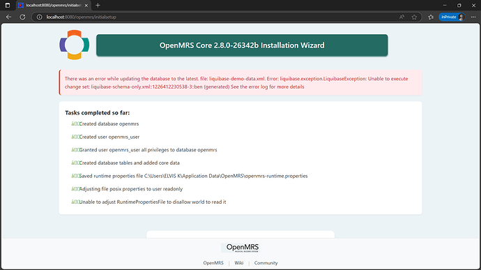 localhost_8080_openmrs_initialsetup - InPrivate - Microsoft​ Edge 08_05_2025 14_41_18