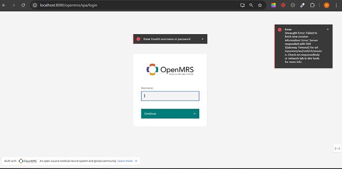 openmrs login issue