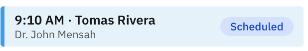 Screenshot of a single appointment