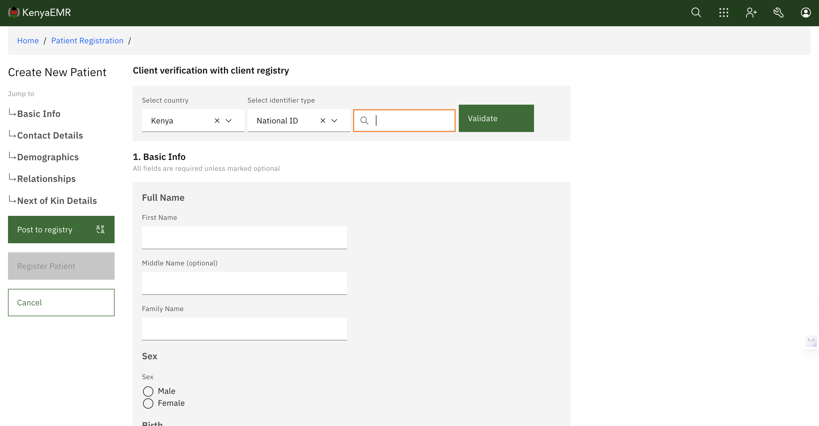 Step-by-Step KenyaEMR Client Registration SOP β Updated March 2024